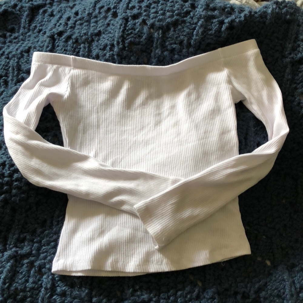 Off the shoulder white crop top
